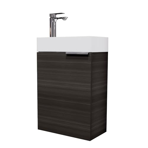 Planetmöbel Waschtisch mit Unterschrank 40 cm Waschbecken Bad Gäste WC, Anthrazit