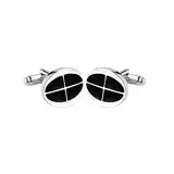 Lieson Manschettenknöpfe Herren Hochzeit Set, Manschettenknöpfe Herren Hochzeit Personalisiert Silber Manschettenknöpfe Herren Oval Kreuz Cufflinks für Hemd Geburtstag Geschenk