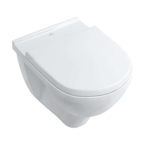 Villeroy und Boch Spülrandloses Wand-WC O.Novo, 5660R001, Tiefspüler spülrandlos mit waagerechtem Abgang, Sanitär-Keramik, Weiß, 04781 4
