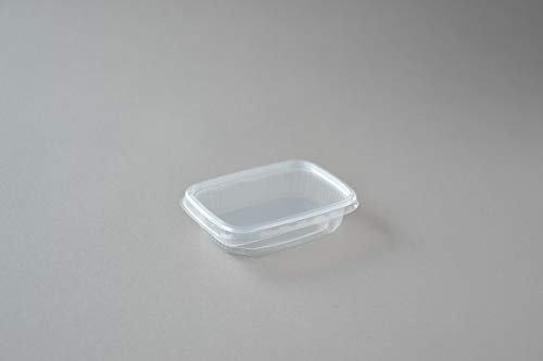 250 Stück Feinkostbecher mit Deckel, 125 ml eckig transparent Verpackungsbecher Salatbox Rechteckbecher Salatschalen