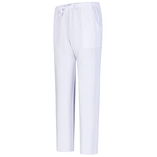 MISEMIYA - Arbeitshosen Unisex ELASTISCHE Taille UNIFORM KLINIK Krankenhaus Reinigung TIERARZT Gesundheit GASTGEWERBE - BZ-6802 - Medium, Weiß 68