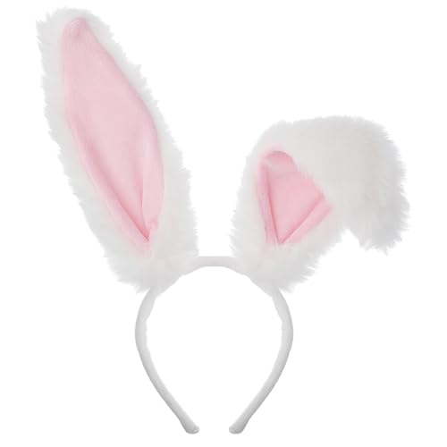 Gjinxi Halloween Haarbänder Niedlich Plüsch Hase Ohren Haarschmuck Hasenohren Stirnband Verkleidung Zubehör Haarstyling Deko Flauschig Kopfschmuck für Ostern/Party/Hochzeit Cosplay