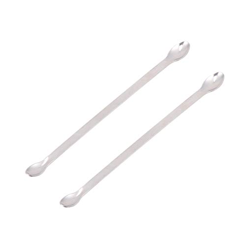 EXCEART 2pcs Micro Löffel Edelstahl Medizin Löffel Lab Löffel 20cm Doppelköpfige Mini Löffel Tragbar Labor Zuhause Apotheke Silber