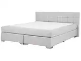 Beliani Boxspringbett Polsterbett in Hellgrau Leinenoptik Doppelbett 180 x 200 cm