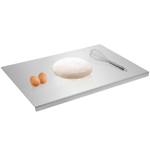 Sibosen Edelstahl Schneidebrett,60 x 40 cm Arbeitsplatte Knetbrett Metall Küchenbrett Spülmaschinenfest Für Kneten,Schneiden & Backen Küchenplatte mit Anschlagkante