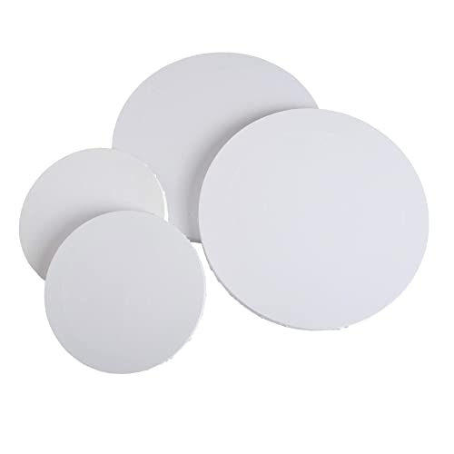 Runde Leinwand, 4 Stück Professional Stretched Circle Canvas Board zum Malen, Acrylgießen - 12 '' & 8 ''