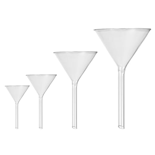 iplusmile Kurzschaft Glastrichter - Labor Borosatglas Trichter - konischer Scheidetrichter Set für Organische Analytische Chem 40mm 50mm 75mm 100mm - Perfektes Utensil für die Küche und Labor