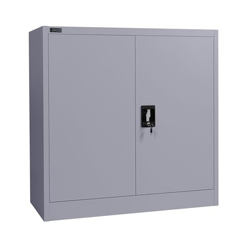 Makika Aktenschrank Büroschrank abschließbar 40x90x90cm - Lagerschrank Materialschrank Stahlschrank mit 2 Türen - Höhenverstellbarer Einlegeboden in Anthrazit