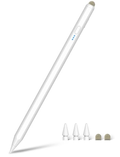 Pencil 2. Generation für Apple iPad mit Faser Stiftkopf, 2-IN-1 Magnetischer Stift für iPad mit 15 Min Schnellladung & Handballenabweisung & Neigung, 2025 Upgrade Stylus Pen für ipad 2018-2025