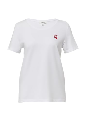 Jersey-T-Shirt mit Stickerei weiß 46