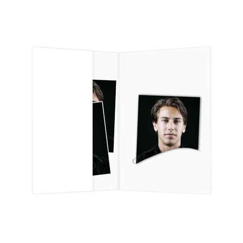 Schoeller & Stanzwerk© - 100 Stück Passbildmappen für Passfotos 4,5x6 cm mit Einsteckschlitz und Fototasche (ohne Passepartout) weiß