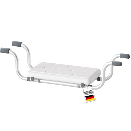 KARAT Badewannensitz, Sitzbrett für Badewanne, rutschfest, 100kg Tragkraft, verstellbar 78-86 cm, Badewannenhocker, Duschsitz für Erwachsene und Senioren, Badewannenbrett Levi