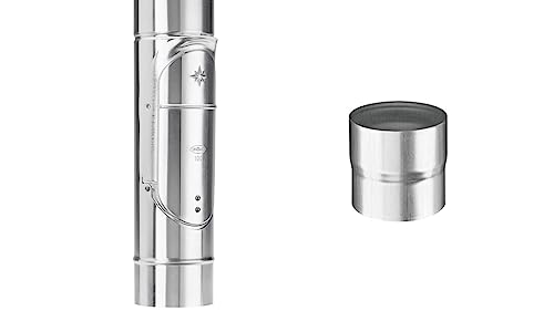 Sanitärshop Baustoffe & Sanitär Set: Regenrohrklappe OHNE Sieb Titanzink in den Größen inkl. Steckmuffe zum mühelosen Verbinden der Klappe bei abgeschnittenen Rohren (100mm mit Griffmulde)