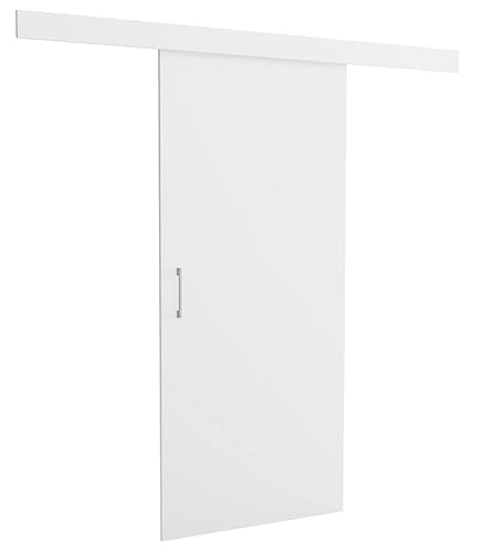 Brent - Schiebetür Komplettset mit Tür 88x 204 cm, Schiebetüren Komplettset Lucas, Innentüren mit Zarge, Türblatt Weiß, Schiebetürsystem für Zimmer, Wandmontage, Türe Innen