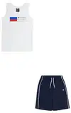 Champion Jungen Legacy Graphic Shop B-Since 1919 Crewneck Tank & Shorts Komplett, Weiß/Marineblau, 5-6 Jahre