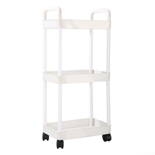 Aprilsunnyzone Rissregal Küche Gewürze mit Rädern, Kühlschrank Lücke Aufbewahrungsschrank Snackschrank für Räume Badezimmer Küche Waschküche Schlafzimmer (weiß)
