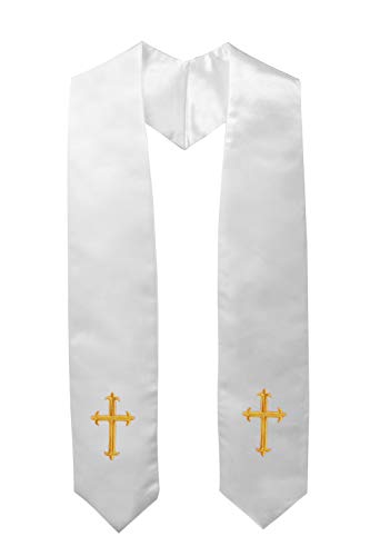 IvyRobes Erwachsene Klerus Chor Gestohlen mit Stickerei Kreuz Traditionell 152cm Unisex Kirche Priester Kostüm Weiß
