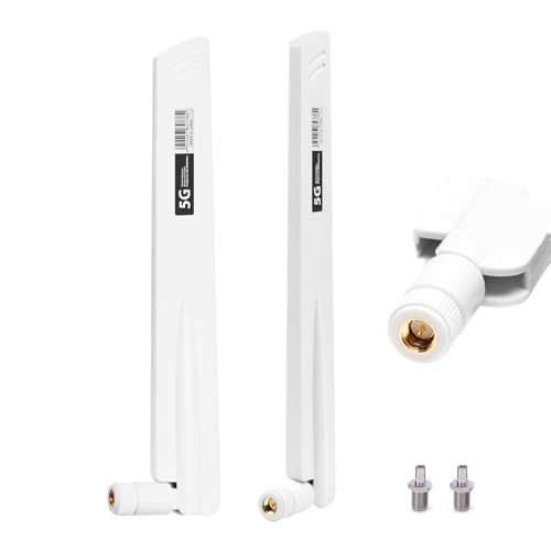 5G LTE Antenne 4G LTE Signal Gain Antenne 18DBI Signalverstärker SMA / TS9 Stecker Omnidirektionale WLAN-Antenne,600-6000MHz,für WLAN-Router WiFi Booster Gateway USB-Adapter,FPV-Kameramonitor - Weiß