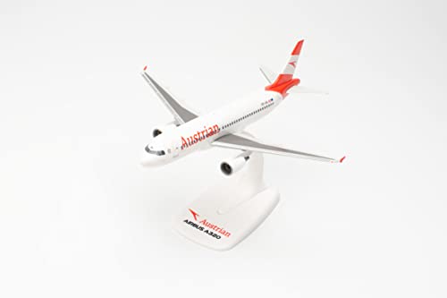 herpa Modellflugzeug Airbus A320 Austrian Airline - Ausseerland” Maßstab 1:200 - Snap-Fit, Modellbau Flugzeug, Flugzeugmodell für Sammler und Bastler, Miniatur Deko, Steckmodell mit Standfuß