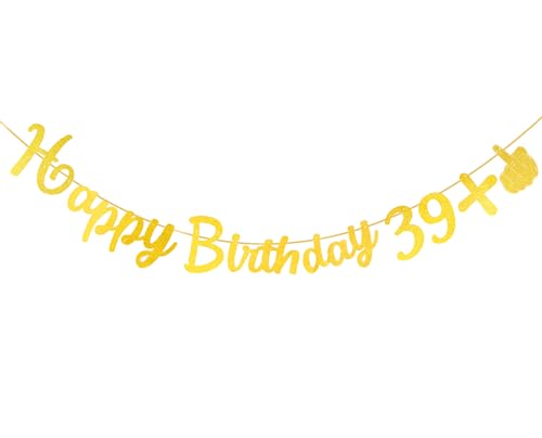 WenmthG Lustige 40. Geburtstag Deko Girlande - Girlande Deko 40. Geburtstag Frauen Männer - Glitzerbanner Happy Birthday 39+1 - Partyzubehör zum 40. Geburtstag