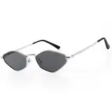 MEGAVOW Retro Sonnenbrille Hexagonal für Damen und Herren, Mode Polygon Sonnenbrille Damen, Vintage Steampunk Sechseckige Sonnenbrille UV400 Schutz Kleine Brille Festival
