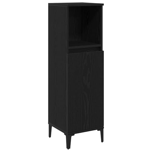 vidaXL Schwarzer Eichen-Waschtischschrank mit eingebauten Regalen | Modernes Design für Erwachsene | Robuste Konstruktion aus MDF | Stylishes Mattes Finish | Nutzung im Innenbereich | Stauraummöbel