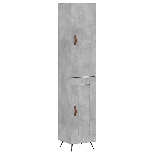 Annlera Sideboard Hochschrank Aufbewahrungsschrank Beistellschrank Moderne Vorratsschrank Praktische Schrank Standschrank Buffetschrank Möbelstück für Wohnzimmer Betongrau 34,5x34x180 cm