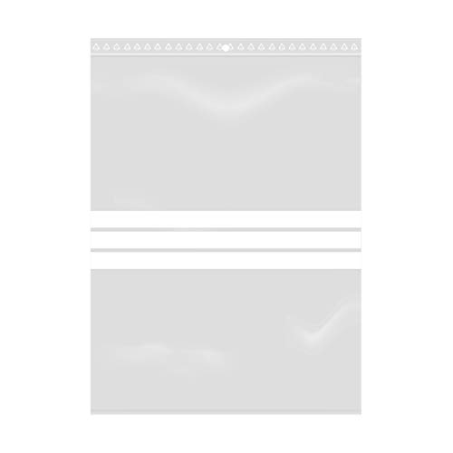 100 Beutel mit Reißverschluss, wiederverschließbar, transparent, mit weißen Streifen – für Lebensmittelprodukte, Schmuck, Zubehör... – (18 x 25 cm)