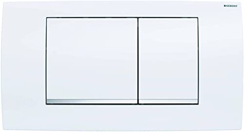 Geberit Betätigungsplatte Twinline 30 (für 2-Mengen Spülungen, Betätigung von vorne, Platte + Tasten weiß, Designstreifen glanzverchromt) 115899KJ1