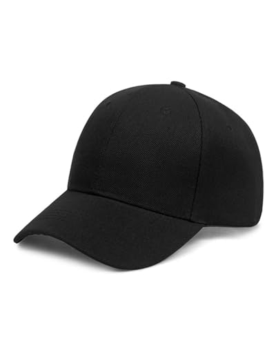 KGDUYC 1 Stück Basecap Unisex, Freizeit Baseball Cap Herren und Damen, Sonnenschutz Baseballkappe Einstellbare Kappe mit Schirm, für Outdoor Running Tennis Golf Reisen - Schwarz