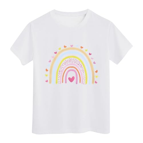 Generisch Sommer Tops Mädchen Kurzarm T-Shirts Kinder Sommer Tops Rundhalsausschnitt Casual Top Tees Oversized Oberteile