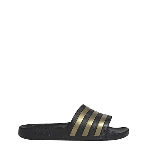 adidas Unisex Adilette Aqua Slides, Core Black / Gold Metallic / Core Black, 36 2/3