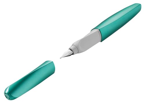 Pelikan Twist Füllhalter, Edelstahl-Feder in Strichbreite M inkl. Tintenpatrone, cold alaska, 1 Stück