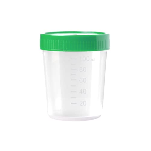 10x Urinbecher |Probenbecher hochwertig | 125 ml Fassungsvermögen bis 100 ml graduiert | auslaufsicherer und gefriertauglicher Urinprobenbecher mit grünem Schraubdeckel