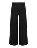 Damen JDY Marlene Hose Weit Geschnitten Schlupf Stoffhose GEGGO New Long Culotte Flare Pants, Farben:Schwarz, Größe:S / 30L