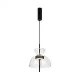 MAYTONI DECORATIVE LIGHTING Moderne Pendelleuchte Bangkok LED Schwarz aus Glas Transparent Farbe und Metall 1200 Lumen - 12W Diameter- 25 Zm. für Küche, Schlafzimmer, Wohnzimmer, Esszimmer, Lobby