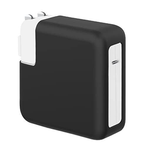 LCMOCICO 70W Soft Silicone Charger Protector Case Cover for Apple MacBook Air 34.5 cm M3 M2 2022 2023 2024 Air 15 M3 M2, 70W Power Adapter Cover for MacBook Pro 35.6 cm M3 2023, Black