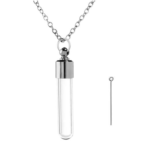 Edelstahl Asche Schmuck Memorial Urne Acryl Flasche Anhänger Öffnen Kette Kapsel Pendant Halskette für Gedenk Feuerbestattung Urne Anhänger Halskette für Memorial Schwarzer