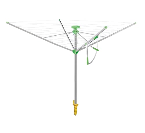 JUWEL Wäschespinne Novaplus 500 Easy (für 4-5 Wäscheladungen, Wäscheschirm mit Schutzhülle und Eindreh-Bodenhülse, Einhand-Automatik, Spannweite 1,95 m) 30087