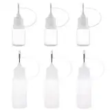 6 Pcs Nadelflaschen-Set, Dosierflasche, Nadelflasche,Quetschflasche Klein,Spritzflasche,Plastikflasche, Kleber zum Auftragen präziser Leimmengen, DIY-Feder 5ml/10ml