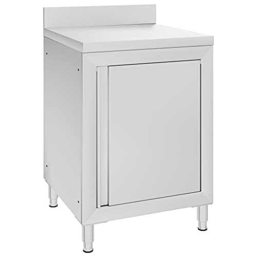 Hommdiy Arbeitsschrank mit Aufkantung Gastro Arbeitstisch Küchenschrank Arbeitsplatte Edelstahlschrank Gastronomie Schrank 60 x 60 x 96 cm