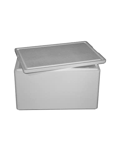 IHR FACHGESCHÄFT KLAASSEN Thermobox 53,7 L, Styroporbox/Eisbox für Essen, Getränke & temperaturempfindliche Ware, Isolierbox aus Styropor mit Deckel, Maße: 59,5x39,5x36 cm, Wandstärke: 3 cm