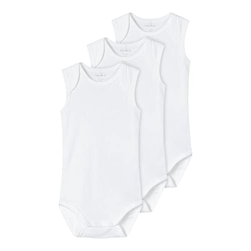 NAME IT Unisex Baby Nbnbody 3p tank Solid White 3 Noos Schlafanzug, Bright White, 86 EU