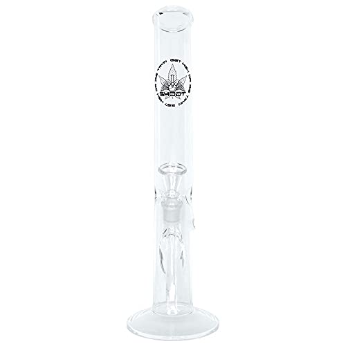 GHODT Bong aus Glas 40cm 50mm Durchmesser - 18.8 Chillum - Glasbong leicht abgewinkelt - großer Standfuß - inklusive Sieb