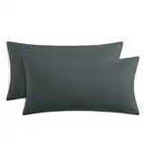 RUIKASI Kissenbezug 40 x 80 2er Grau - Kopfkissenbezug 40x80 Anthrazit Kissen Bezug 40x80cm mit Reißverschluss aus Mikrofaser, Polsterbezug Doppelpack Set Pillow Case Pillow Cover