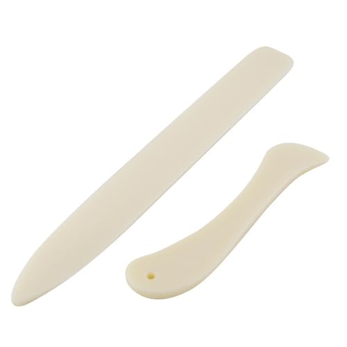 2 Stück Falzbein aus Künstlicher Knochen, Knochenordner Ordner Papier Bonefolderpapierfalten, Bone Folder Falzbein für Papier mit Abgerundeter Spitze für Papierhandwerk Kartenherstellung Bastelbuch