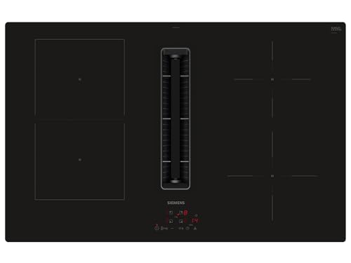 Siemens ED811BS16E iQ300, Kochfeld mit Dunstabzug (Induktion), 80 cm, Rahmenlos aufliegend, Schwarz, flächenbündig, touchControl, powerBoost – Erhöhe die Power einzelner Induktionszonen