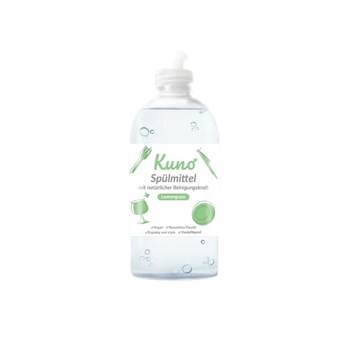 Kuno - Handgeschirrspülmittel Lemongrass - Biologisch abbaubares Spülmittel - Vegan - Hautpflegend durch Urea - Ergiebig und Stark - 500 ml (1)