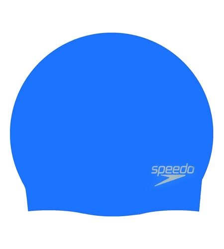 Speedo Unisex Erwachsene Einfarbige, geformte Badekappe aus Silikon | Schwimm-Essentials | Haarschutz Trainingshilfen, Neon Blue, Einheitsgröße