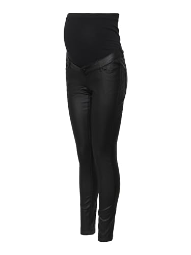 MAMALICIOUS Damen Vmmseven glatte belagte bukser Noos Pants, Black/Detail:coated, M / 32